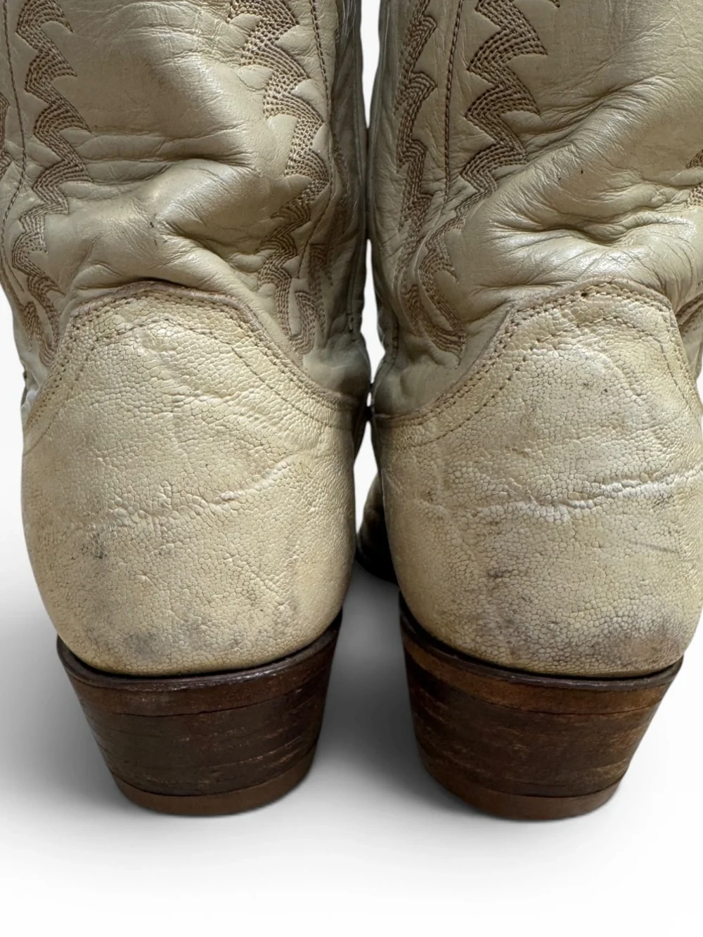 Justin Leather Western Cowboy Boots Beige Elephant Hide Vintage Mens Size 8